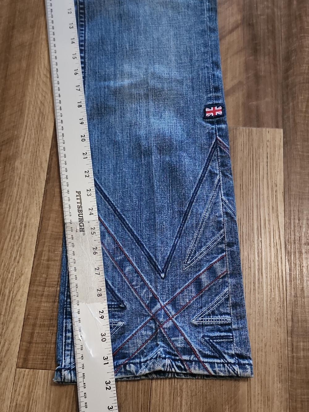 Pepe Jeans London Low Rise Embroidered Hem Y2K Denim Jeans - Picture 13 of 16